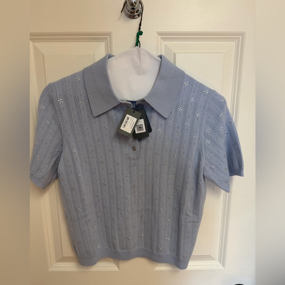 Maje cropped sweater with rhinestones size XS - Picture 8 of 11